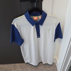 Puma Blue and White Polo Golf Shirt